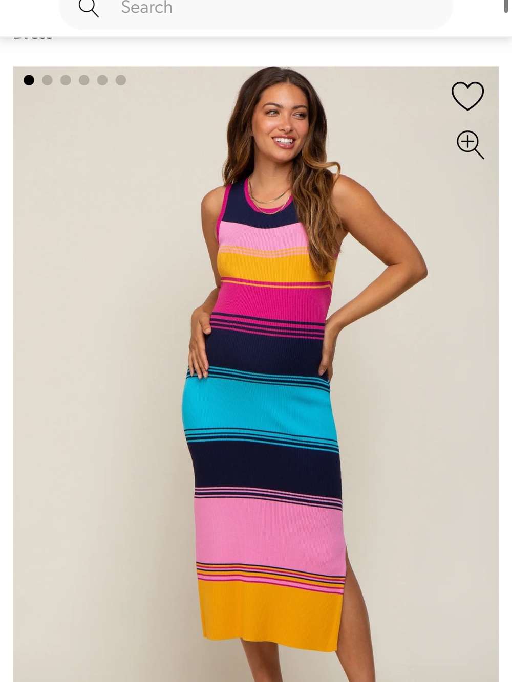 Skies Are Blue Striped Midi Dress M